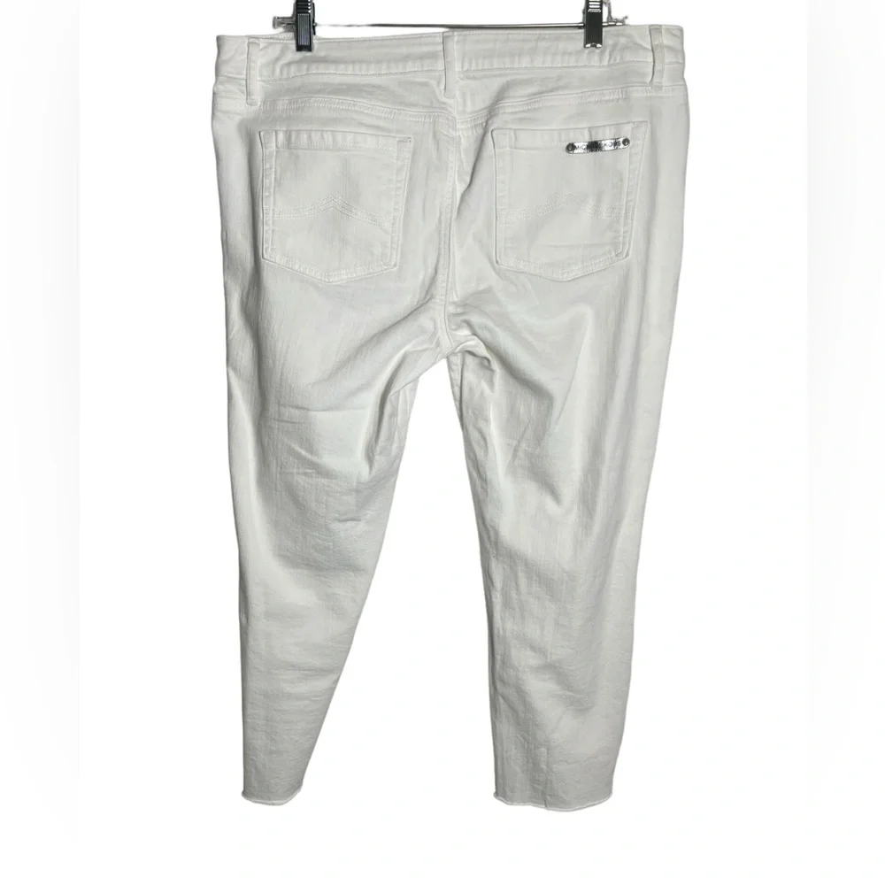 Michael Kors‎ jeans size 14 white stretch cropped frayed ankle jeans 💙💙